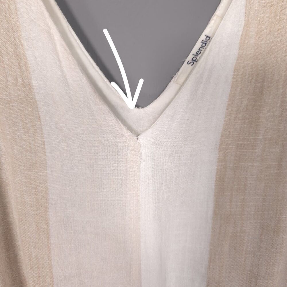SPLENDID Women's Jumpsuit Linen Blend SMALL Beige Stripe‎ Wide Leg RS2R091 - Picture 11 of 11